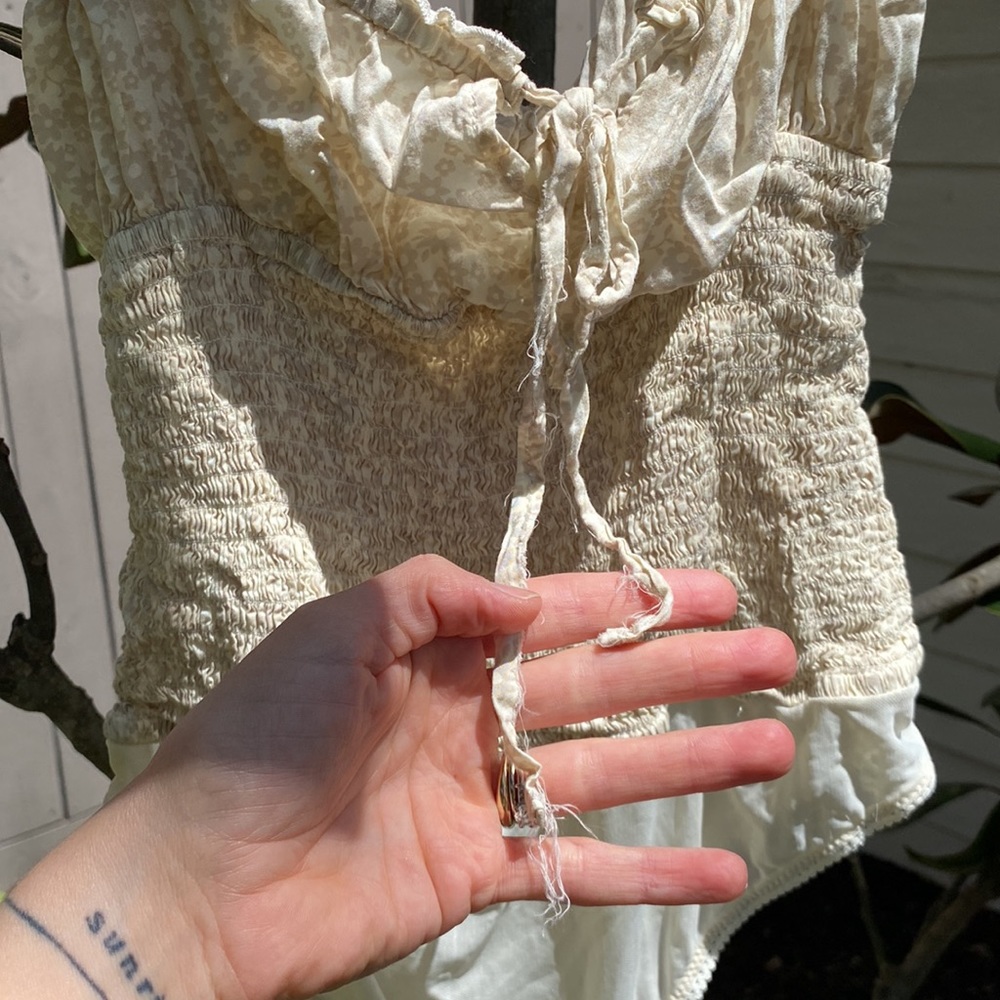 Intimately by Free People cream colored ditsy floral bodysuit - Picture 3 of 4